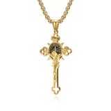 Golden St. Benedict Exorcism Cross - Blessings to you and your family