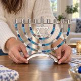 Hanukkah Menorah with Star of David – 9-Branch Candle Holder, Symbol of Faith, Hope & Miracles, Elegant Judaica Home Decor & Meaningful Jewish Gift