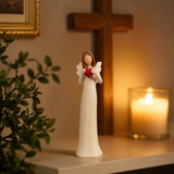 Heart in Hand Angel Resin Tabletop Figurine