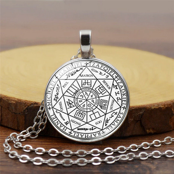 Seven Angels Necklace Pendant Protection Amulet Jewelry Archangel Jewelry Glass Photo Jewelry