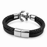 Anchor of Hope Double-Wrap Braided Leather Bracelet