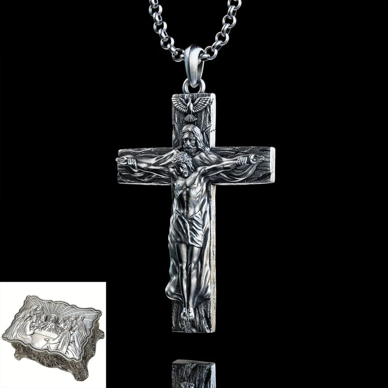 New Titanium/S925K Silver Trinity Cross Necklace