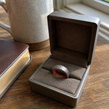 6 mm hammered titanium-steel and natural pear wood ring