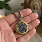 Two-Tone St. Michael Archangel Protection Medal Stainless Steel Necklace