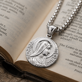 Virgin Mary Coin Necklace, 316L Titanium Steel Vintage Medal Pendant