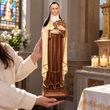 St. Thérèse of Lisieux Statue – 22.4" Little Flower of Jesus with Roses & Crucifix | Catholic Prayer & Home Altar Decor