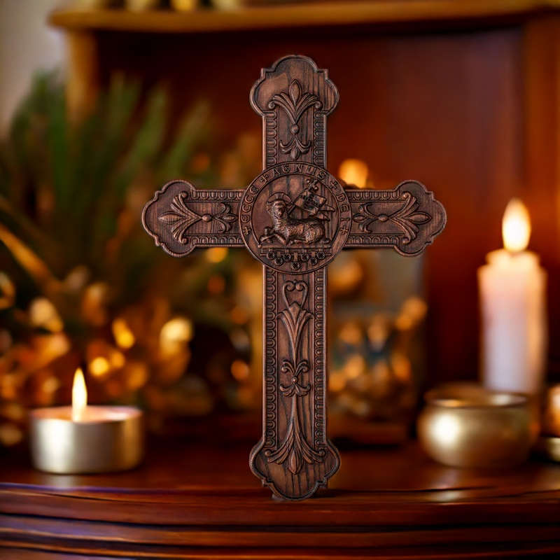 Limited Time Easter Sale: Lamb of God Wooden Cross Wall Decoration - Passover Lamb