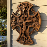 Hand-Carved Beechwood “Hand of Redemption” Crucifix | The Passion and Divine Grace of Christ