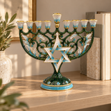Hanukkah Hand-Painted Menorah: Illuminate the Jewish People's Covenant of Light with Artisan Brushstrokes