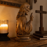 Hand-Carved Cypress Wood Sacred Heart of Jesus Statue – Christian Prayer & Home Devotional Decor