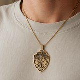 Archangel Michael Shield Pendant Necklace for Men,316L Stainless Steel Vintage 3D Relief Religious Amulet Necklace,Faith Protection Jewelry Gift