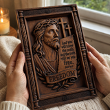 John 8:32 Hand-Carved Beechwood Christian Wall Plaque – The Truth Shall Set You Free
