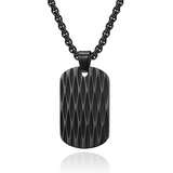 Diamond-Cut Textured Military Dog Tag Pendant Necklace