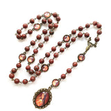 Natural Sesame Stone Beads Vintage Alloy Mary Prayer Beads - BGCOPPER