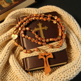 Wooden Medal Rosary with Cross