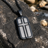 Men's Cross Dog Tag Necklace, Stainless Steel Faith Pendant
