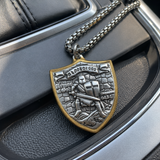 Two-Tone Armor of God Crusader Knight Protection Shield Stainless Steel Necklace