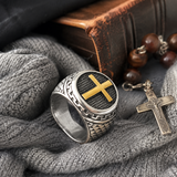Vintage Cross Signet Ring, Religious Faith Men’s Ring