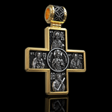 Double-Sided S925K Sterling Silver Sacred Heart and Saint Cross Pendant—Your Daily Spiritual Companion