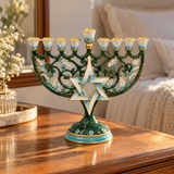 Hanukkah Hand-Painted Menorah: Illuminate the Jewish People's Covenant of Light with Artisan Brushstrokes