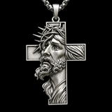 S925 Sterling Silver Jesus Crown of Thorns Cross Pendant – Christian Faith Necklace