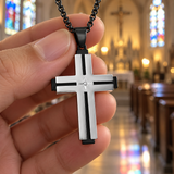 Layered Cross Necklace – Titanium Steel Christian Pendant
