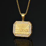 The Last Supper Pendant Necklace in Steel and Titanium with Diamonds