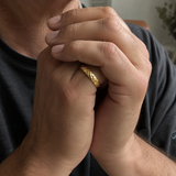 6mm Interwoven Scale Texture Stainless Steel Band Ring – Silver & Gold Promise Ring