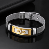 Men’s Christian Cross Mesh Bracelet – Stainless Steel Faith Wristband in Gold or Black