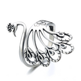 Peacock Surround Size Adjustable Opening 925 Sterling Silver Women's Ring