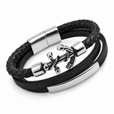 Anchor of Hope Double-Wrap Braided Leather Bracelet