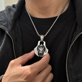 Men’s 3D Lion Head Shield Stainless Steel Vintage Necklace