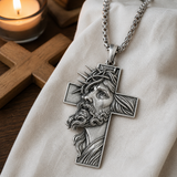 S925 Sterling Silver Jesus Crown of Thorns Cross Pendant – Christian Faith Necklace