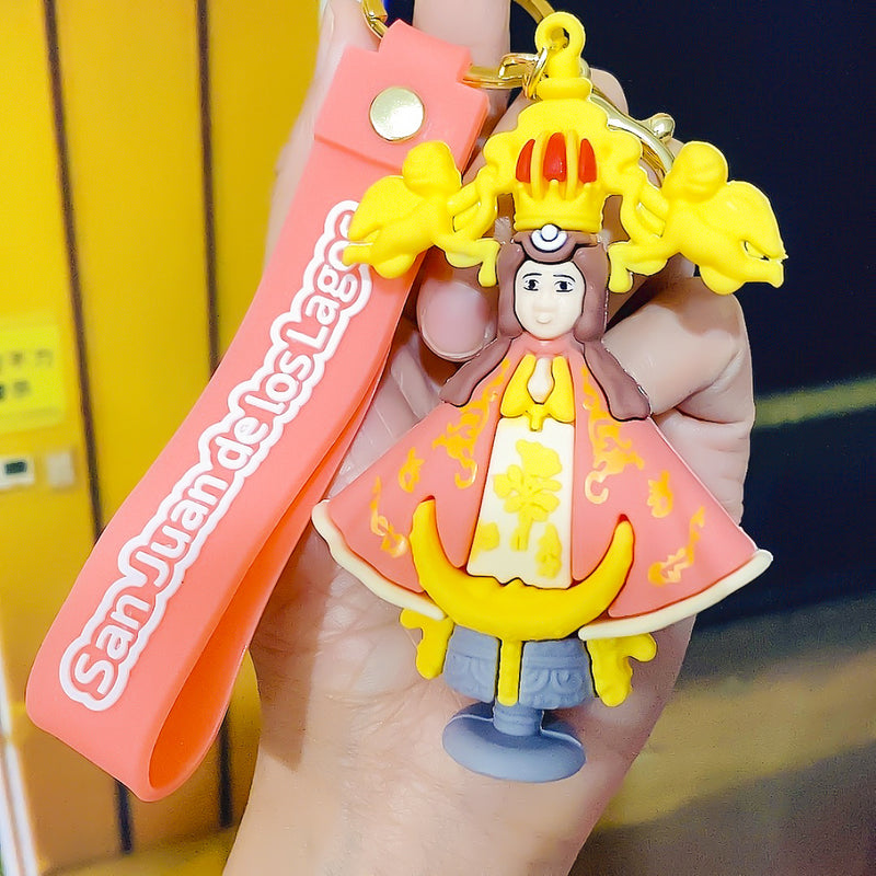 Cartoon Jesus Our Lady Silicone Keychain Backpack Small Pendant Gift