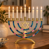 Hanukkah Menorah with Star of David – 9-Branch Candle Holder, Symbol of Faith, Hope & Miracles, Elegant Judaica Home Decor & Meaningful Jewish Gift