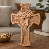 Sacred Thorn Crown Wooden Cross ✝️ | Hand-Carved Beechwood Crucifix with Crown of Thorns