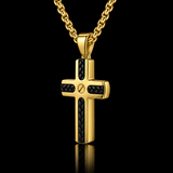 Braided Inlay Cross Necklace – Modern Christian Pendant for Men