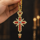 Sacred Heart of Jesus Ornate Zircon Cross Pendant Necklace