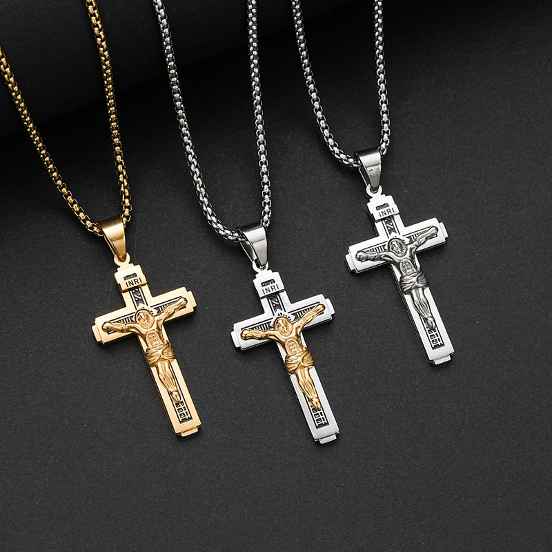 Stainless Steel Jesus INRI Cross Necklace