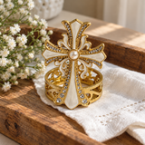 Christian Cross Ring Collection – A Beautiful Symbol of Faith, Hope & God's Love | Gold Crystal & Pearl Cross Keepsake Gift