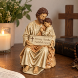 Saint Joseph & Child Jesus Resin Figurine – Strong Hands, Faithful Heart Christian Home Decor