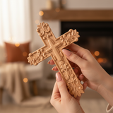 Carved Cross - Woman's Hands Window Light