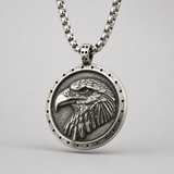Vintage Double-Sided Embossed Bald Eagle Medal Stainless Steel Men’s Necklace