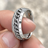 Men’s Faith Spinner Chain Ring – 8mm Titanium Steel Rotating Christian Band