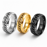 Men’s Faith Spinner Chain Ring – 8mm Titanium Steel Rotating Christian Band