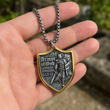 Two-Tone Armor of God Knight Shield Stainless Steel Necklace