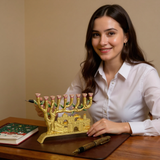 Golden Jerusalem 9-Branch Menorah: Light That Ties to the Holy City