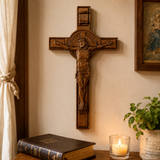 Bgcopper INRI Wood Carving Crucifix - design detail
