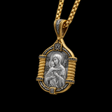 Handmade S925K Silver Madonna Holding Child Necklace