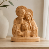 Holy Family Round Wooden Tabletop Ornament